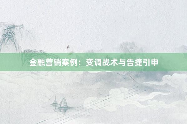 金融营销案例:变调战术与告捷引申